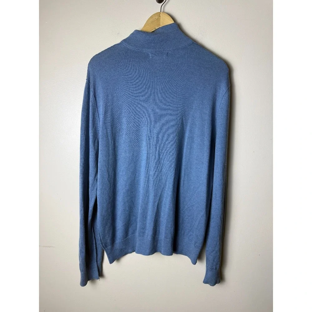 Banana Republic Luxury Blend Full Zip Sweater Mens M Blue Silk Cashmere Blend